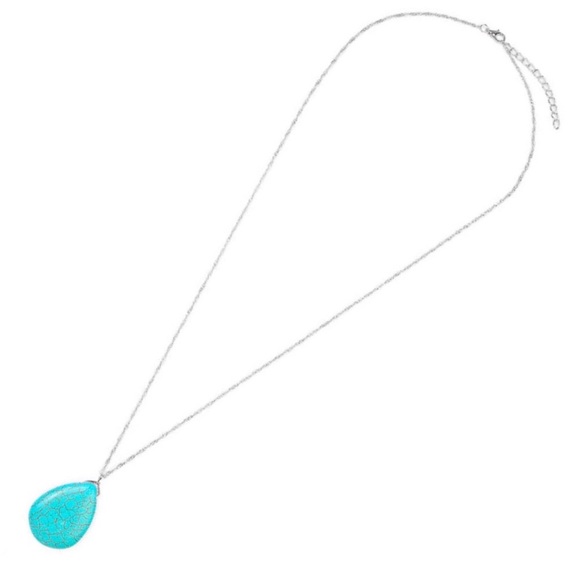 2 LEFT! Turquoise Simulated Stone Long Women Boho Summer Fall Necklace - Picture 3 of 3